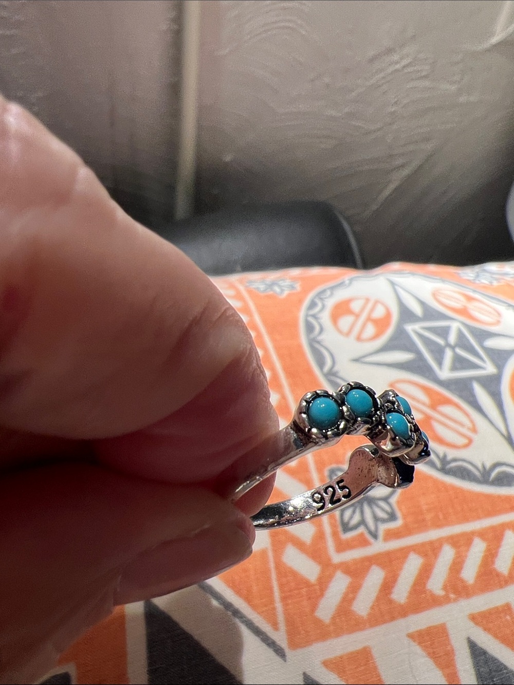 TWO lSterling Silver Turquoise Cluster Rings - 925lll